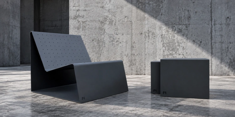 Zestaw mebli aluminiowych MONO + CUBO - fotel i stoliki